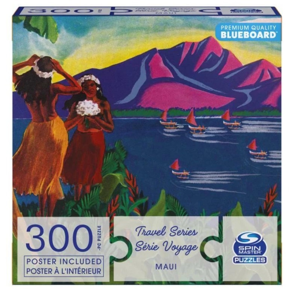 Spin Master Travel Series Maui Hawaii‎ 300 Piece Jigsaw Puzzle Blueboard Poster